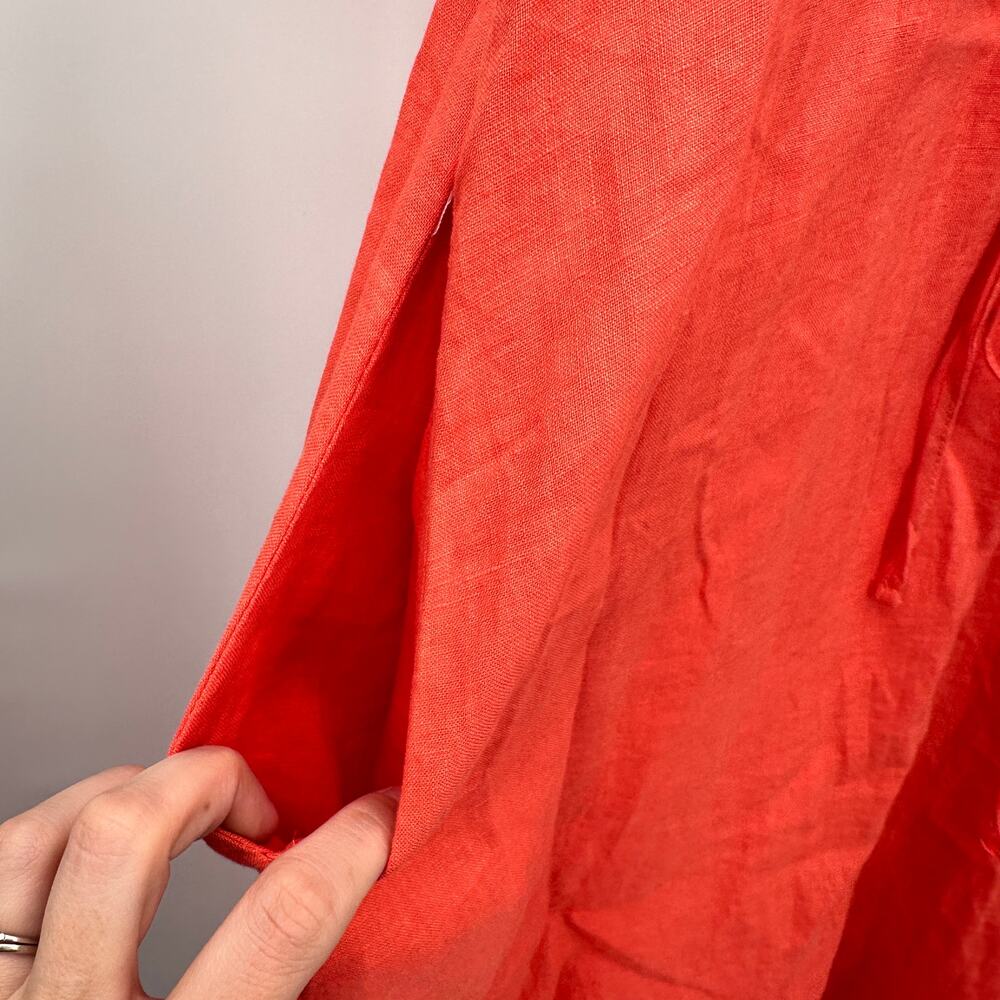 MAGASCHONI NWT Orange 100% Linen Tie Waist Midi Dress // L - Picture 9 of 11
